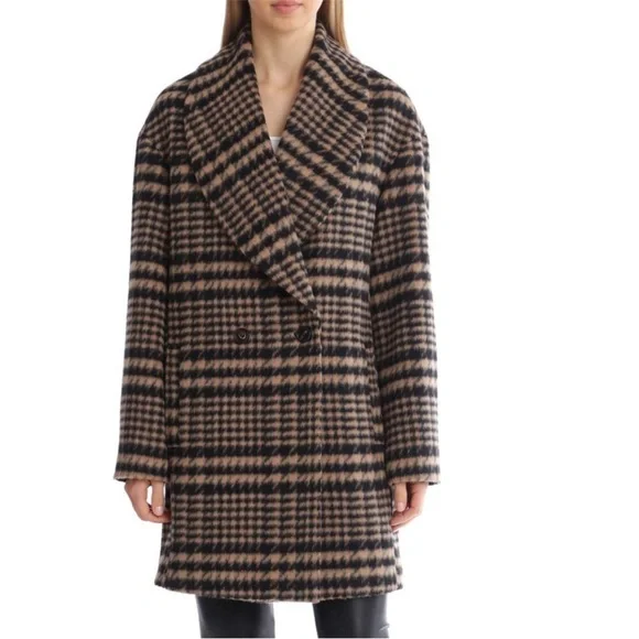 NWOT Anthropologie Avec Les Filles Houndstooth Plaid Wool Blend Coat Jacket M - Picture 2 of 15